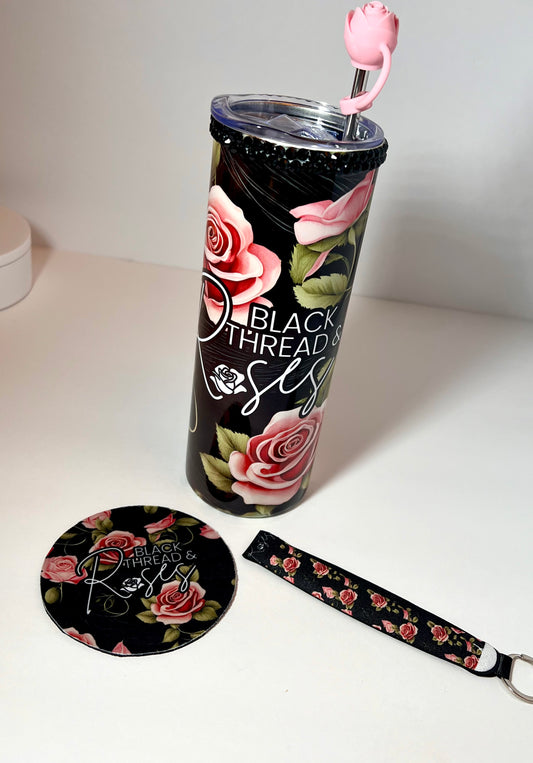 Black Thread & Roses Tumbler